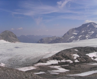 Plaine-Morte-Gletscher in den Berner Alpen, Schweiz 